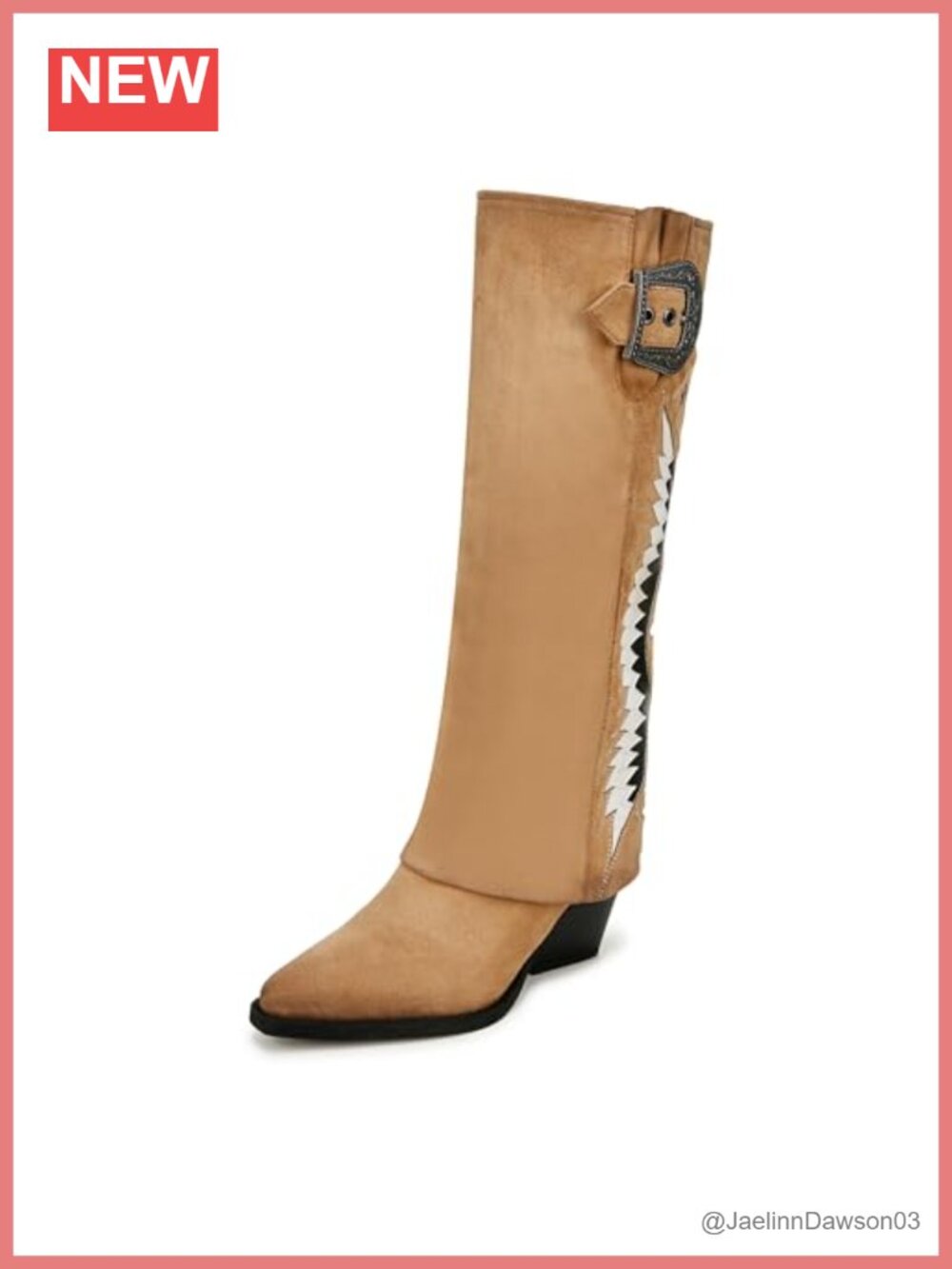 Western Cowboy Boots Pointed Toe Knee High Zip Closure